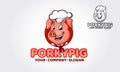 Porky Pig Logo Cartoon Character.