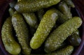 Background of a lot of pickled cucumbers. Salted cucumbers