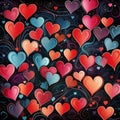 Background made of abstract colorfull hearts of different colors.