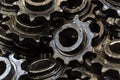 Background made of black spur gears or cogwheels