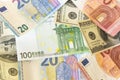 Background made of dollar and euro banknotes Royalty Free Stock Photo
