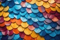 Background made of pieces of colorful leather material in the form of fish scales. Generative AI Royalty Free Stock Photo