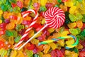 background of many bright and colored jelly sweets Royalty Free Stock Photo