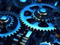 Background with Many Business Machinery Wheels and Cogs extreme closeup. Generative AI