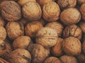 Background of many close walnuts