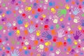 Background of many colored fingerprints on a pink background Royalty Free Stock Photo