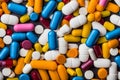 Background with many different medications including capsules and tablets Royalty Free Stock Photo