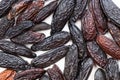 Background - many dried tonka beans close up