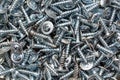 Background of many drywall screws close up Royalty Free Stock Photo
