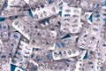 Background from many empty cachets of medical supplies, pills and capsules Royalty Free Stock Photo