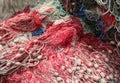 Background of many fishing nets with floats used to fish Royalty Free Stock Photo