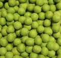 Background of green balls of wool