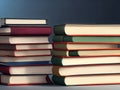 Background of many hardbound volumes, selective focus. Royalty Free Stock Photo