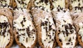 Background of many pastry items called Sicilian Cannoli