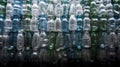 Background of many used empty PET bottles