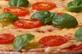 Background margarita pizza with tomato, basil and cheese Royalty Free Stock Photo
