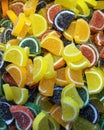 Background of marmalade in the form of orange and lemon slices Royalty Free Stock Photo