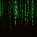 Background in a matrix style. Falling random numbers. Green is dominant color. Vector illustration Royalty Free Stock Photo