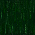 Background in a matrix style. Green random numbers. Sci fi or futuristic backdrop. Encoded data. Vector