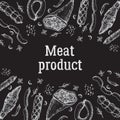 Background of meat product with spices. Food.
