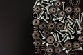 Mechanical components on black background. Industrial objects Royalty Free Stock Photo