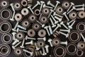 Mechanical components on black background. Industrial objects Royalty Free Stock Photo