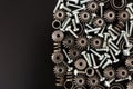 Mechanical components on black background. Industrial objects Royalty Free Stock Photo
