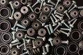 Mechanical components on black background. Industrial objects Royalty Free Stock Photo