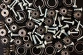 Mechanical components on black background. Industrial objects Royalty Free Stock Photo