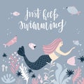 Background with mermaid and handwritten quote Royalty Free Stock Photo