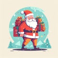 holiday cartoon claus illustration gift red santa winter christmas present. Generative AI.