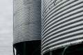 Background of metal farm silos Royalty Free Stock Photo