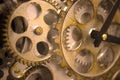 Background with metal Golden cogwheels a clockwork Royalty Free Stock Photo