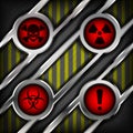 Background of metal with signs of danger