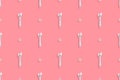 Adjustable metal wrench seamless pattern. Background from a metal wrench and nut.