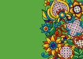 Background with mexican talavera pattern. Decoration with ornamental flowers.