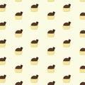 background with mini chocolate desserts. Vector illustration decorative design