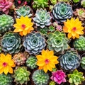 Background of miniature succulent plants