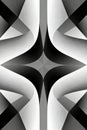 A symmetrical abstract design featuring geometric shapes in black and white tones Royalty Free Stock Photo