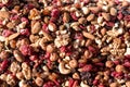 Background of mixed nuts close up. Flat lay Royalty Free Stock Photo