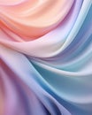 Background mock up with satin smooth fabric exhibits lovely wave like texture in pastel hues with copy space for web