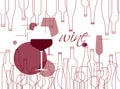 Background in modern style with wine bottles and wine glasses. Royalty Free Stock Photo