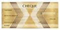 Check cheque, Golden Chequebook template. Abstract pattern with watermark fine lines