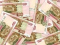 Background of money pile 100 russian rouble bills