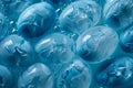 background of monochromatic Easter eggs seen from above. The colors are all shades of blue, and there are waves and Royalty Free Stock Photo