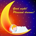 Background on the moon baby sweetly asleep G