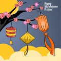 Background moon of happy mid autumn festival