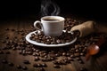 bean morning brown cup cafe espresso mug aroma breakfast drink. Generative AI.