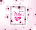 Background Mothers day with cherry flowers. Design for posters, banners or cards. Vector