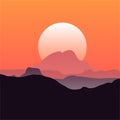Background of mountains at sunset